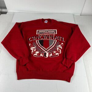 VTG 90s Cincinnati Bearcats Sweatshirt Adult Medium Red Faded Big Logo Crewneck